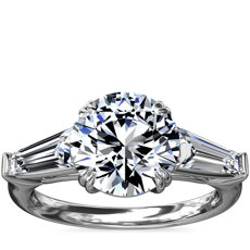 Three-Stone Tapered Baguette Diamond Engagement Ring in Platinum (5/8 ct. tw.)